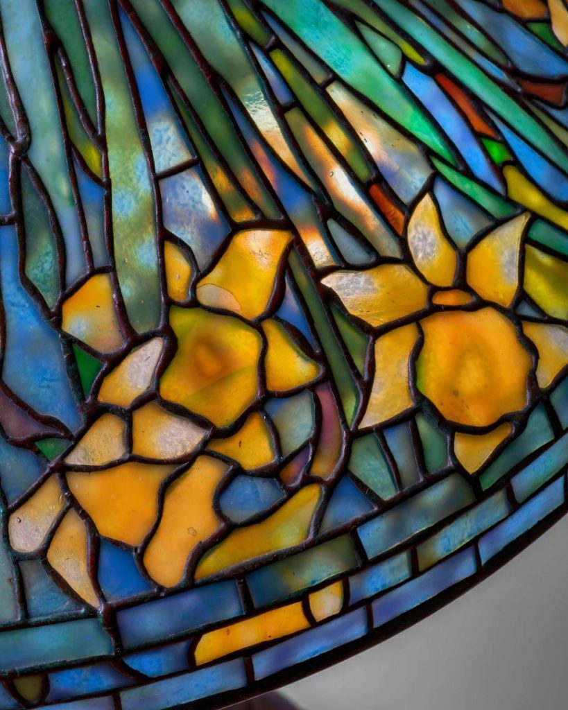 daffodil tiffany lamp, daffodil lamp shade, tiffany lamp base, alexandra fontaine