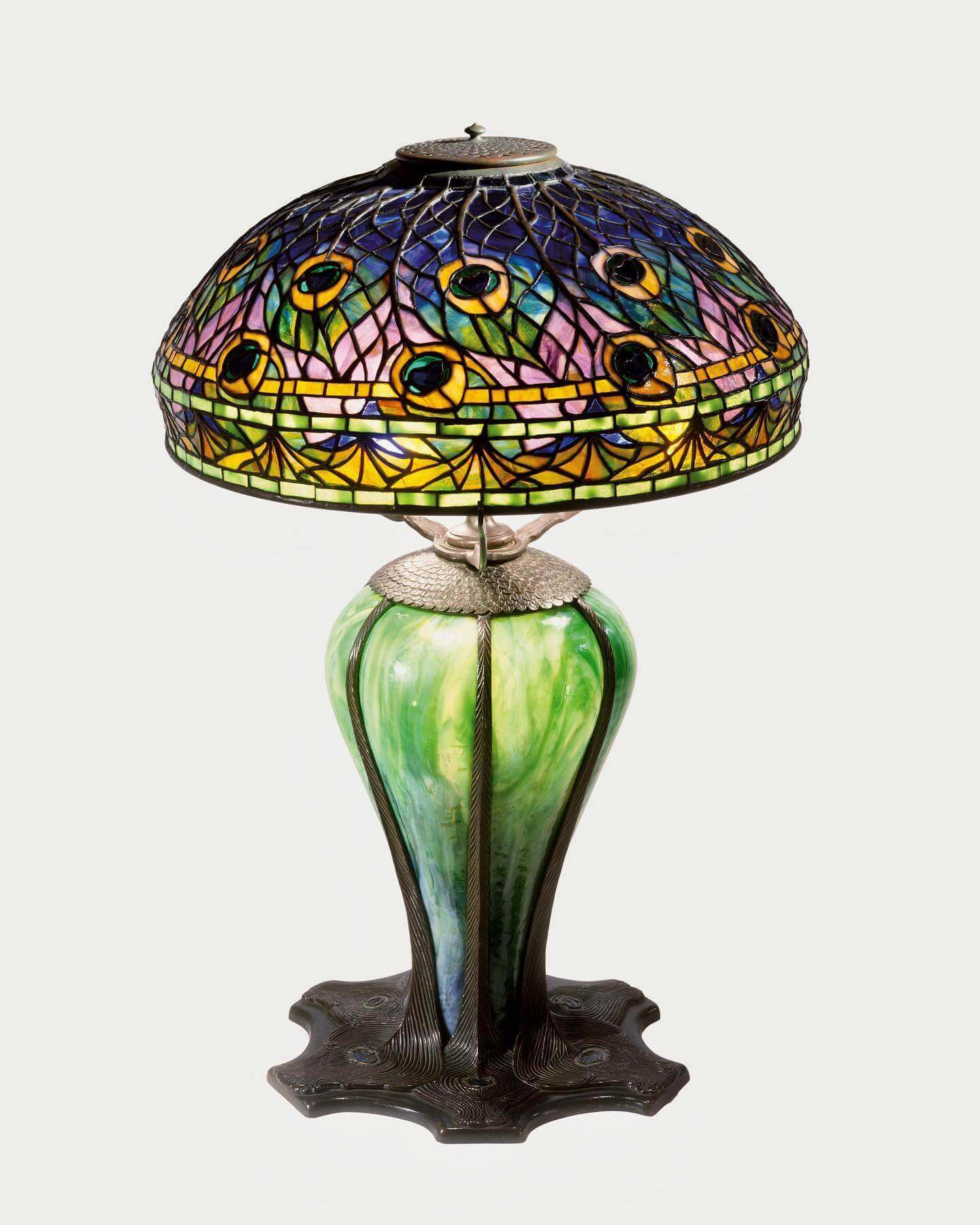 peacock tiffany studios, peacock tiffany lamp, peacock lamp shade, alexandra fontaine