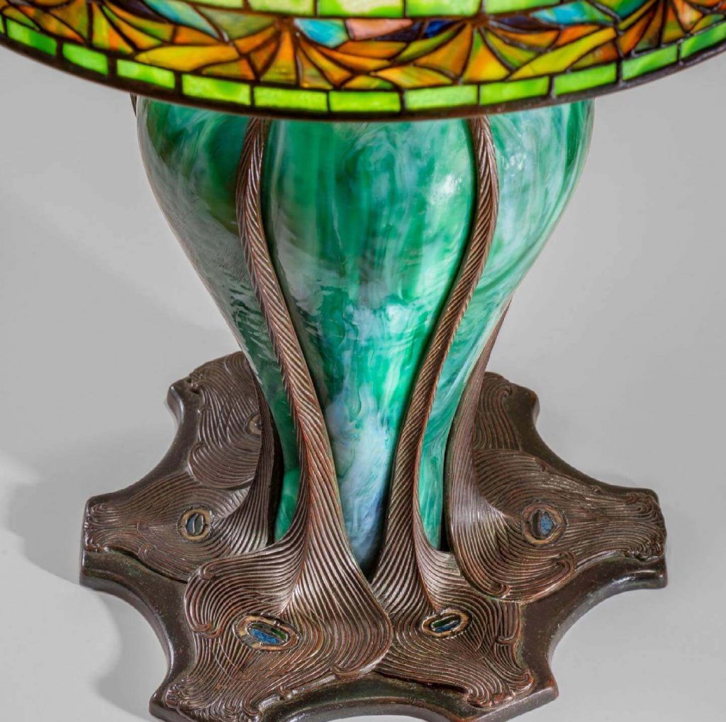 peacock tiffany studios, peacock tiffany lamp, peacock lamp shade, alexandra fontaine