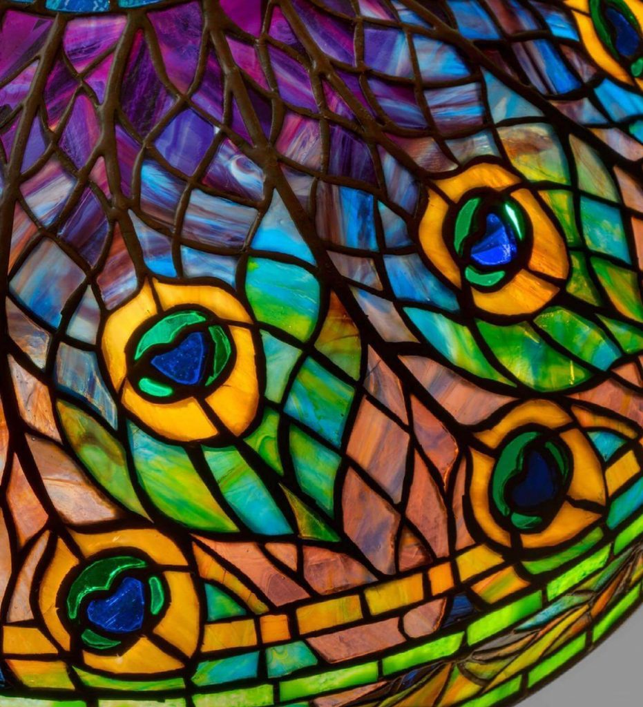 peacock tiffany studios, peacock tiffany lamp, peacock lamp shade, alexandra fontaine