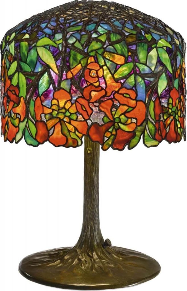 trumpet creeper tiffany lamp, trumpet creeper lamp shade, alexandra fontaine