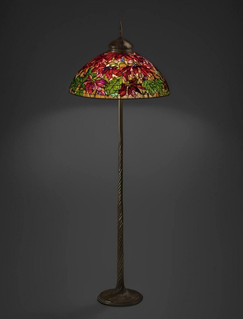 poinsettia tiffany lamp, poinsettia lamp shade, alexandra fontaine