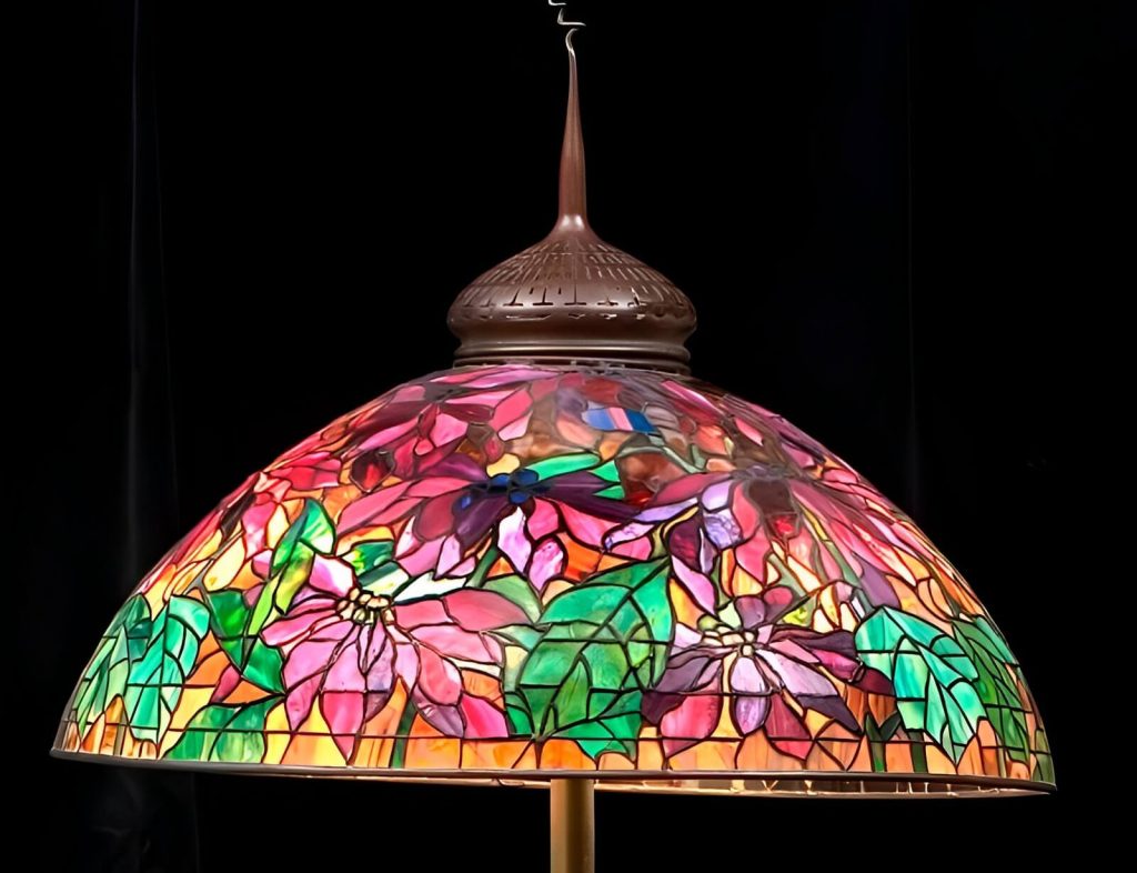 poinsettia tiffany lamp, poinsettia lamp shade, alexandra fontaine