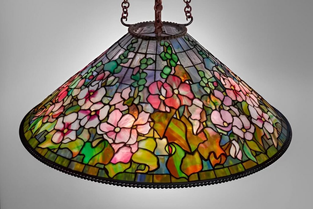 hollyhock tiffany lamp, hollyhock lamp shade, alexandra fontaine