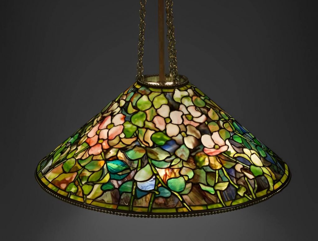 pink dogwood tiffany lamp, pink dogwood lamp shade, alexandra fontaine