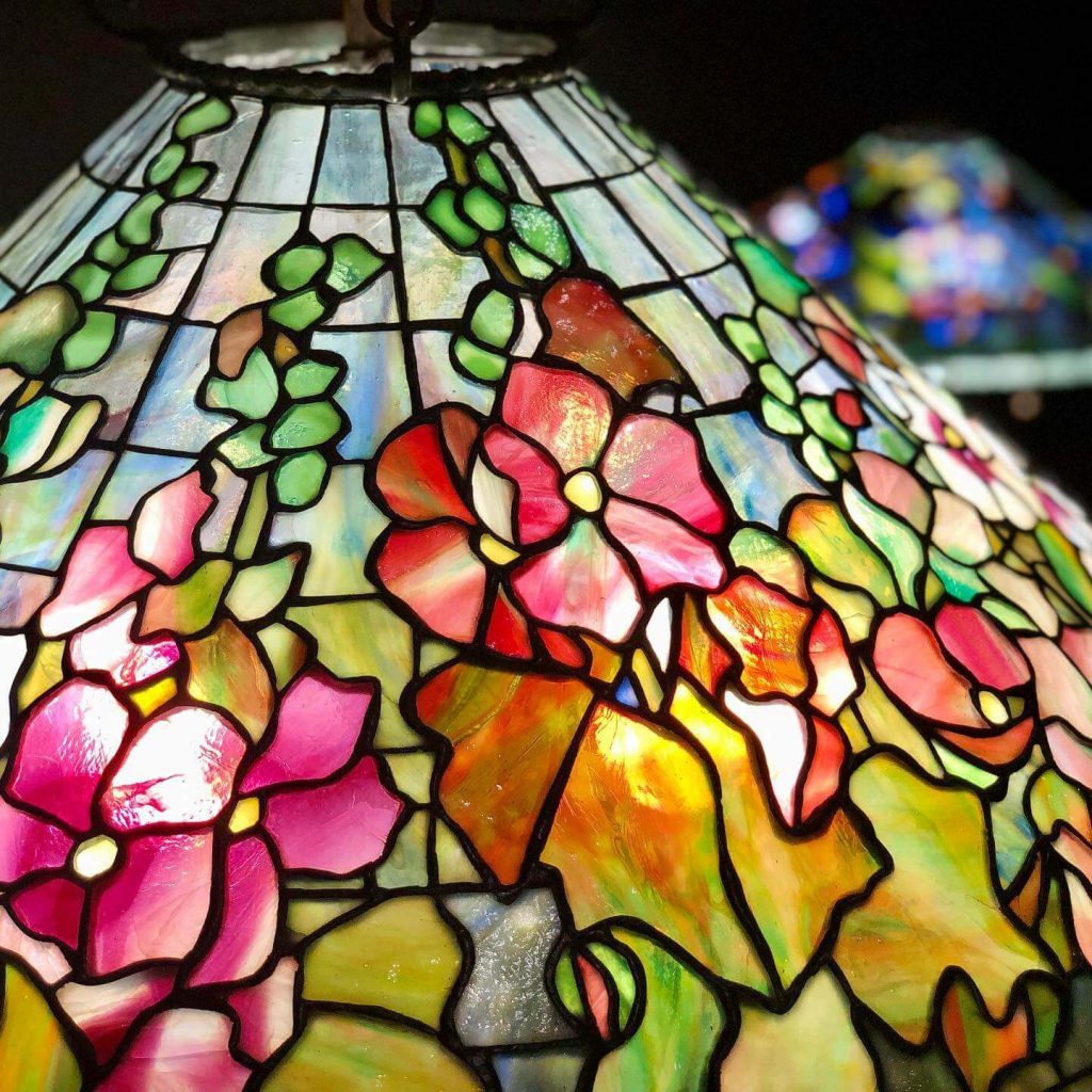 hollyhock tiffany lamp, hollyhock lamp shade, alexandra fontaine